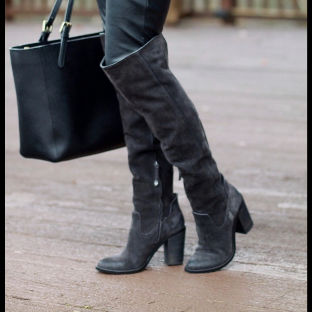 Dolce Vita 'Ohanna' Over the Knee Boot OTK CHARCOAL SUEDE HEEL size 7.5